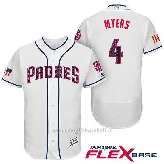 Maglia Baseball Uomo San Diego Padres 2017 Estrellas y Rayas Wil Myers Bianco Flex Base